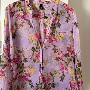 Kut from the Kloth Floral Blouse - Lavender and Pink, Size Large